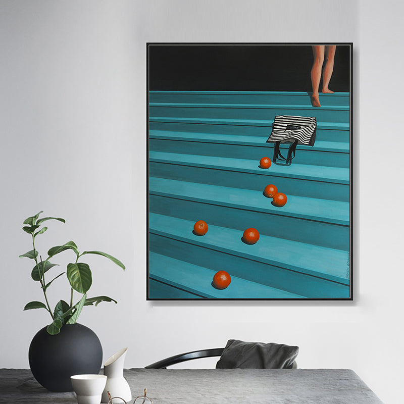 Fruit Oranges Art Print Nordic Style Canvas Wall Decor in Dark Color for Living Room