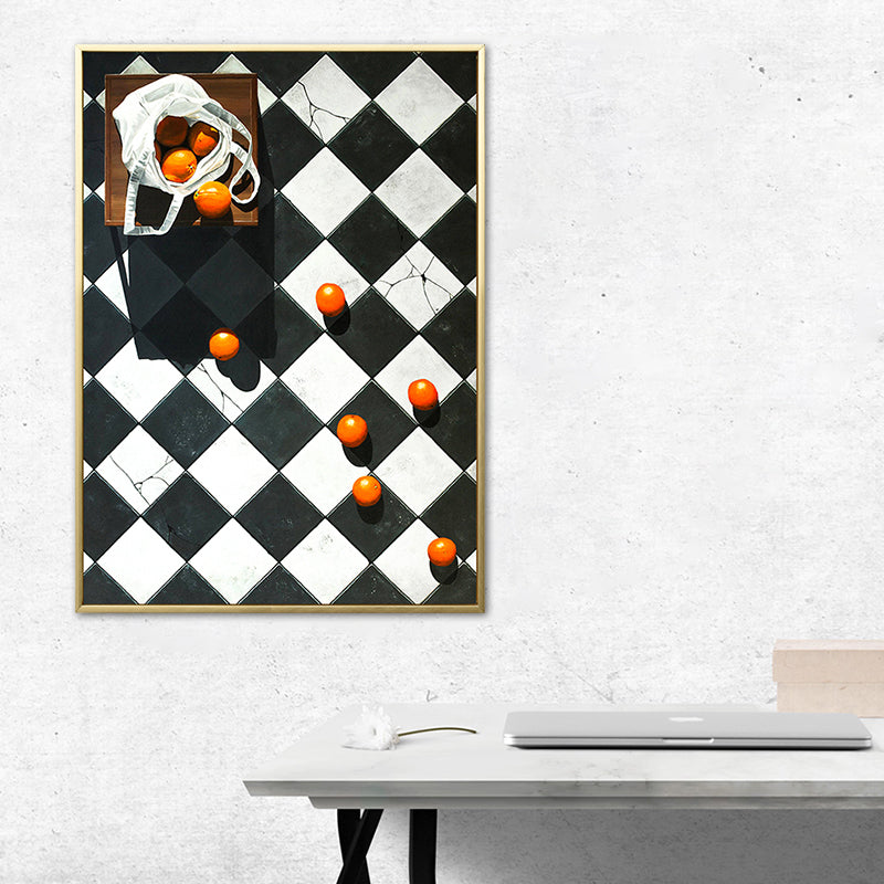 Toile imprimée avec fruits et Oranges, décoration murale de Style nordique, couleur foncée, pour salon