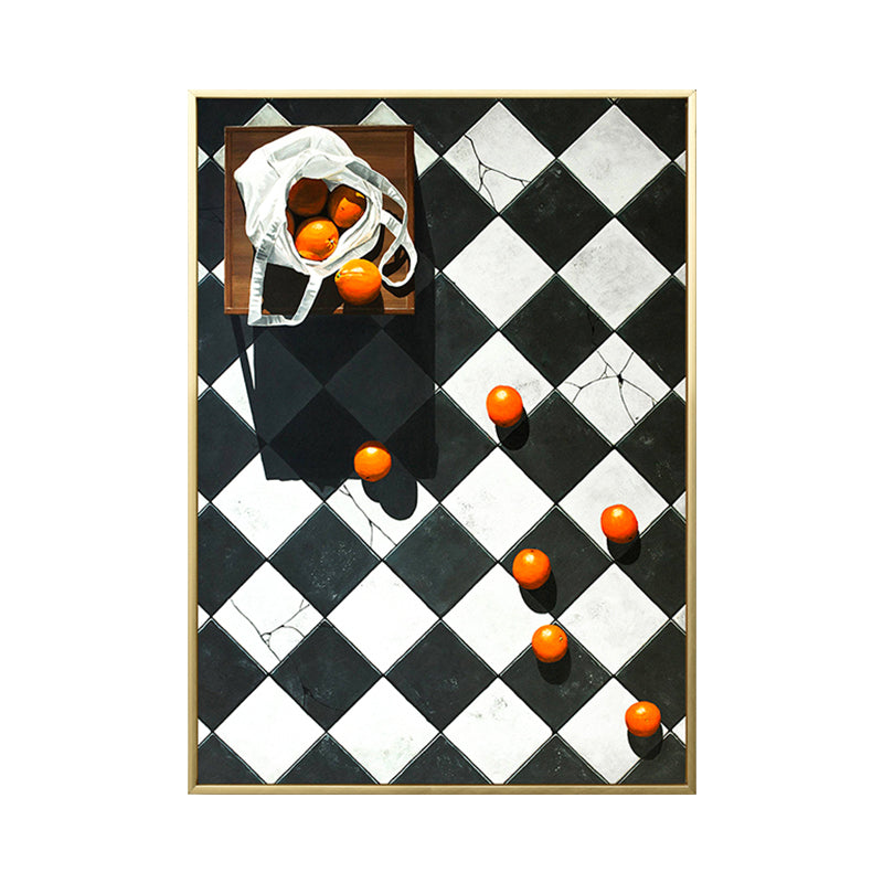 Toile imprimée avec fruits et Oranges, décoration murale de Style nordique, couleur foncée, pour salon