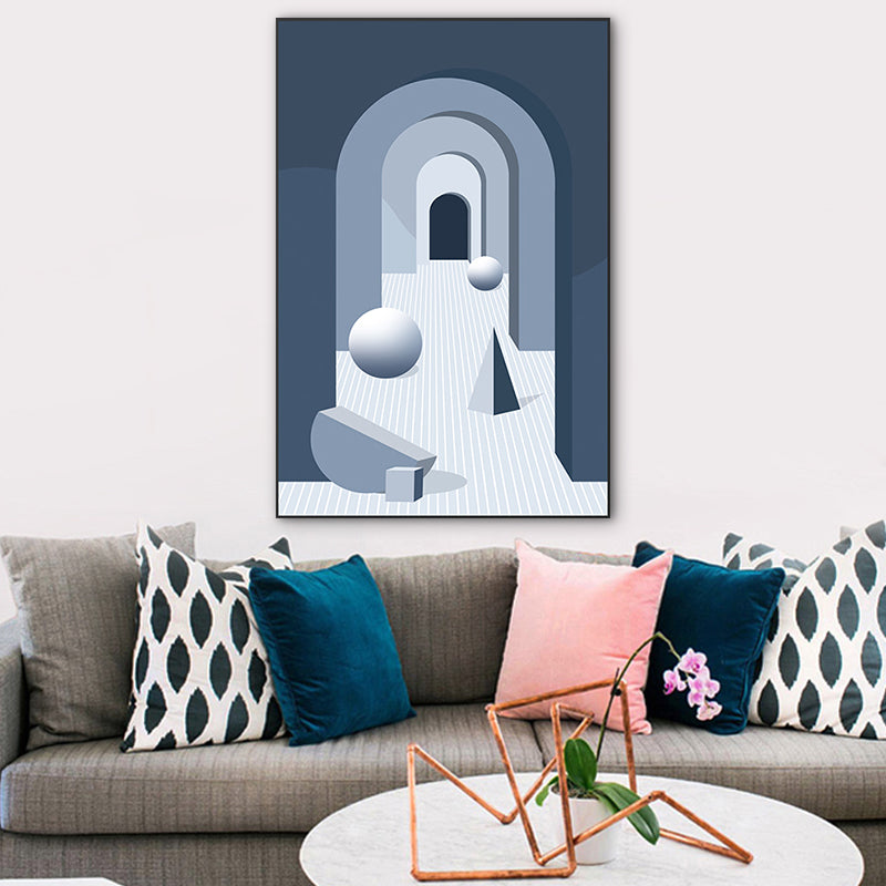 Modern Wall Art Decor Pastel Color Illustration Geometric and House Interior Canvas