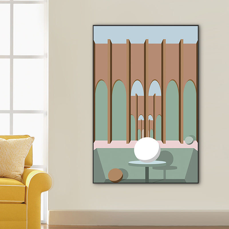 Modern Wall Art Decor Pastel Color Illustration Geometric and House Interior Canvas