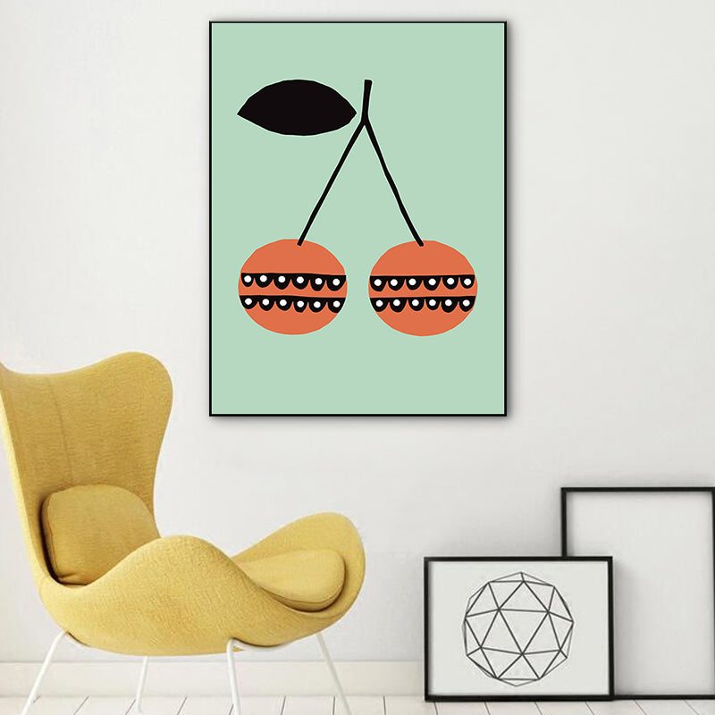 Soft Color Fruits Wall Decor Foods Nordic Stylish Textured Canvas Wall Art for Playroom