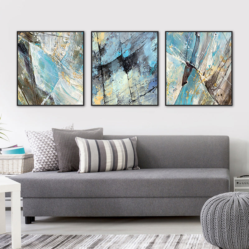 Textured Hand Printed Painting Canvas Modern Art Style Wall Decor for Playroom, Set of Three