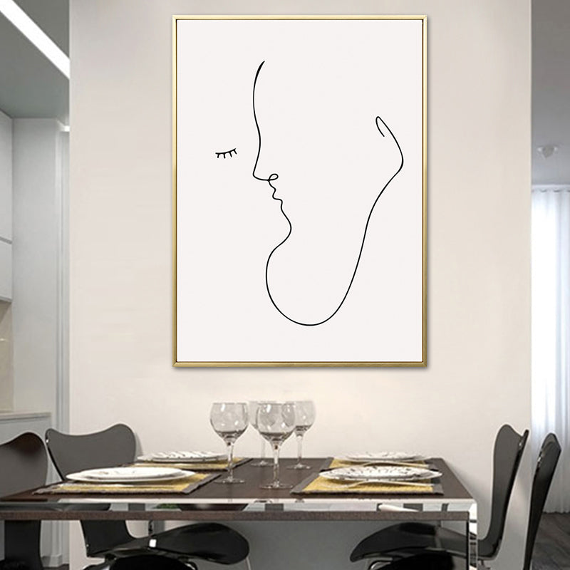 Soft Color Nordic Canvas Figure's Profile Painting for Dining Room, Multiple Sizes Options