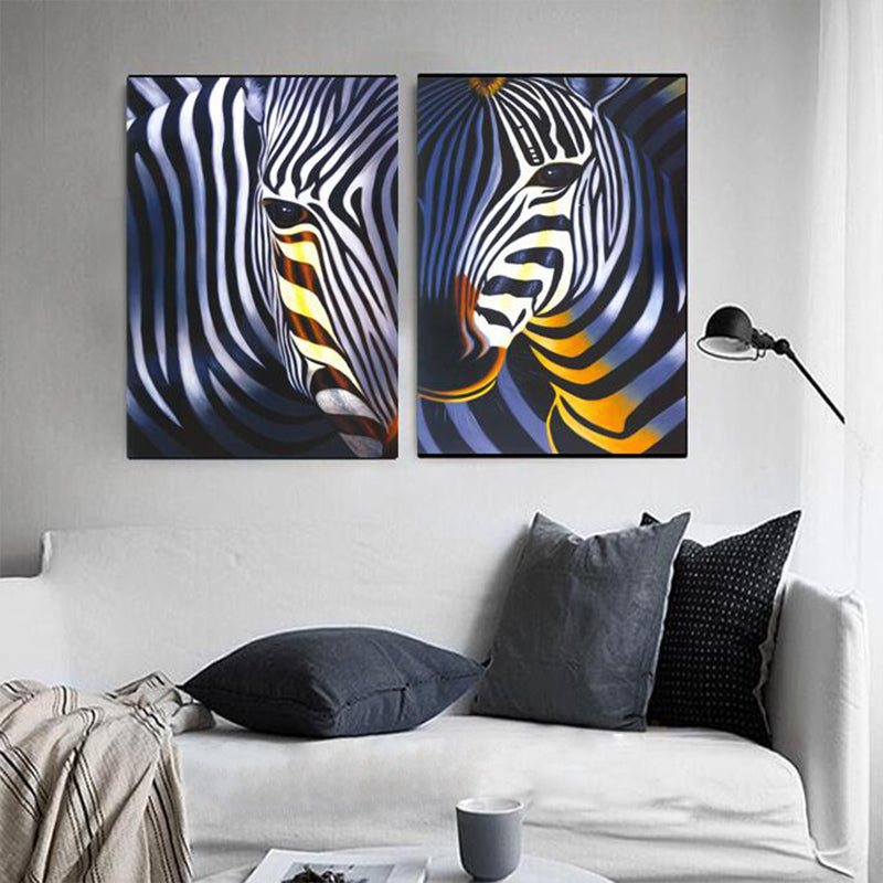 Zebra Head Wall Art Blue Canvas Print Wall Decor, Textured, Multiple Sizes Available