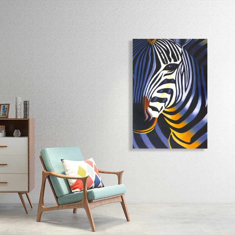 Zebra Head Wall Art Blue Canvas Print Wall Decor, Textured, Multiple Sizes Available