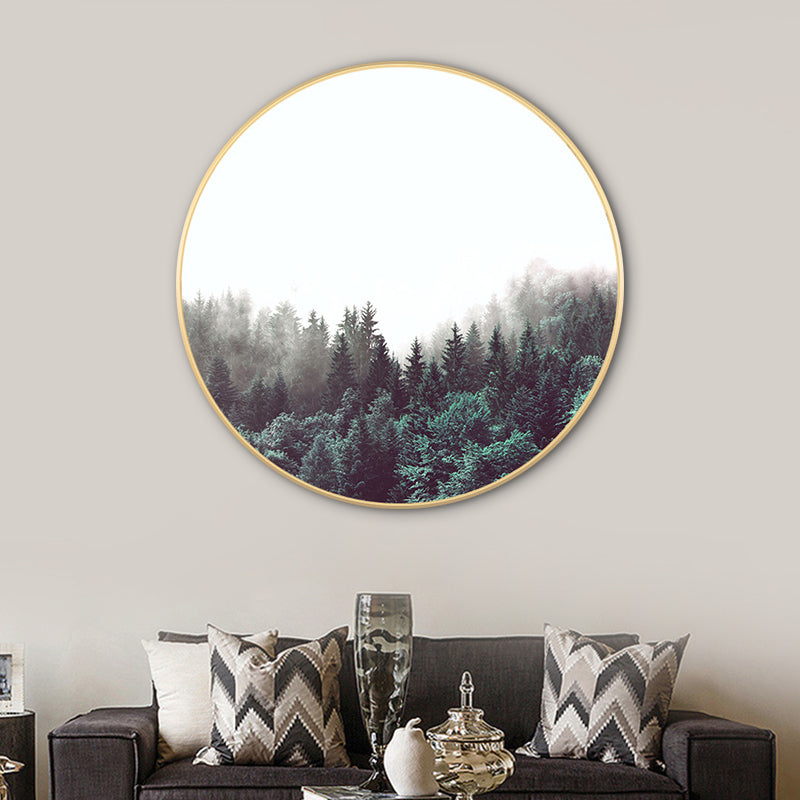 Light Color Misty Forest Canvas Photography Country Textured Painting for Bedroom