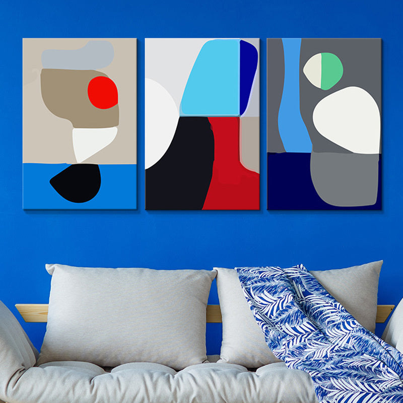 Modern Abstract Geometric Canvas Bright Color Textured Wall Art Set for Kids Bedroom