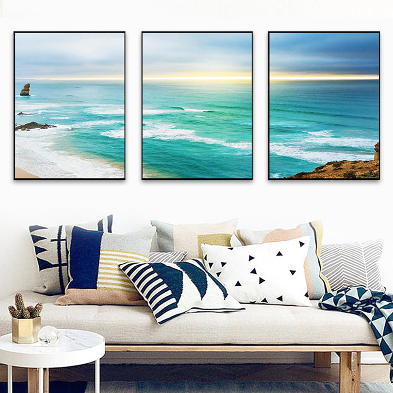 Blue Sea Beach Scenery Canvas Multi-Piece Tropical House Interior Wall Art Print
