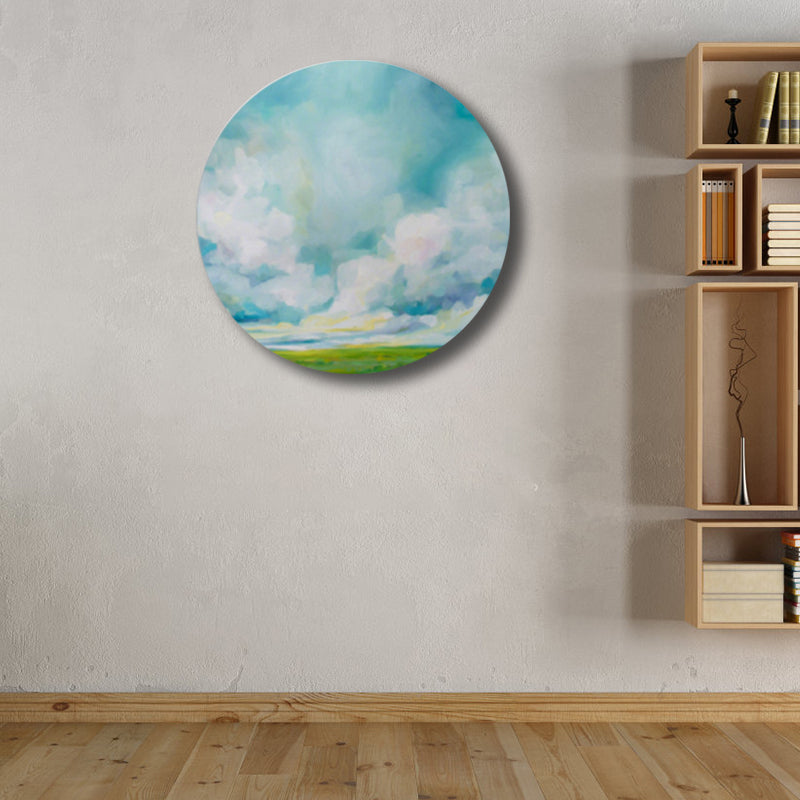 Pastel Color Cloud Scenery Painting Textured Modern Art Dining Room Canvas Print