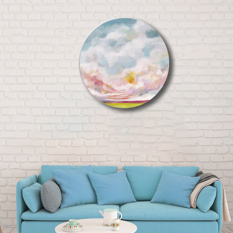 Pastel Color Cloud Scenery Painting Textured Modern Art Dining Room Canvas Print