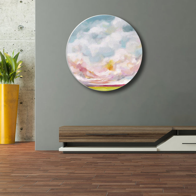 Pastel Color Cloud Scenery Painting Textured Modern Art Dining Room Canvas Print