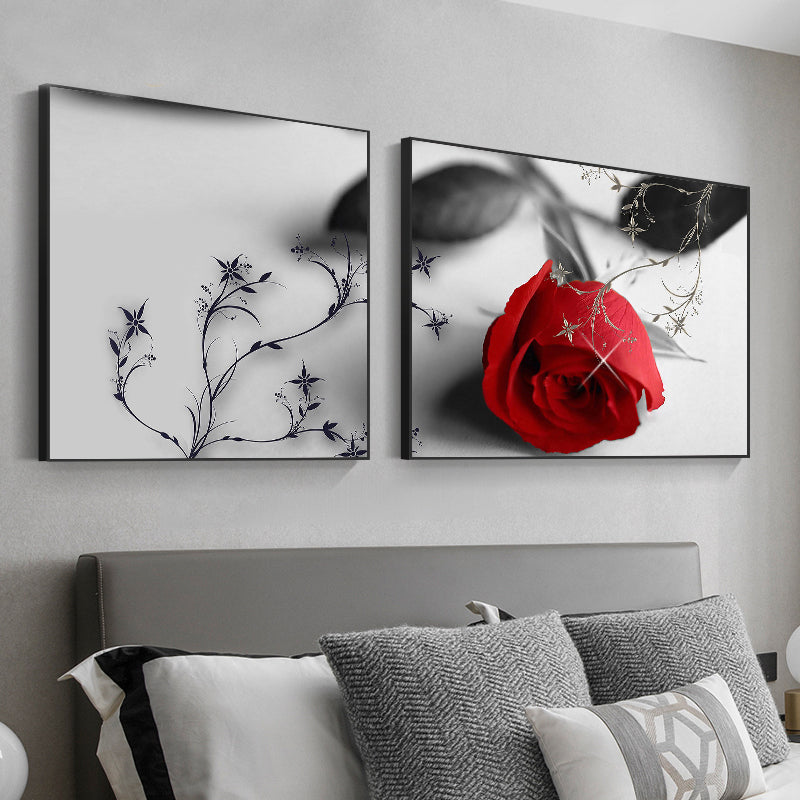 Multi-Piece Pastel Canvas Romantic Modern Flowers Wall Art Decor for Girls Bedroom