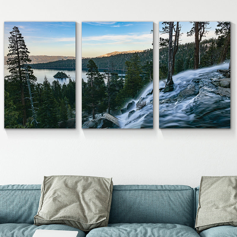 Falls Scenery Art Print Modern Canvas Wall Decor, Multiple Sizes Options, Set of Three