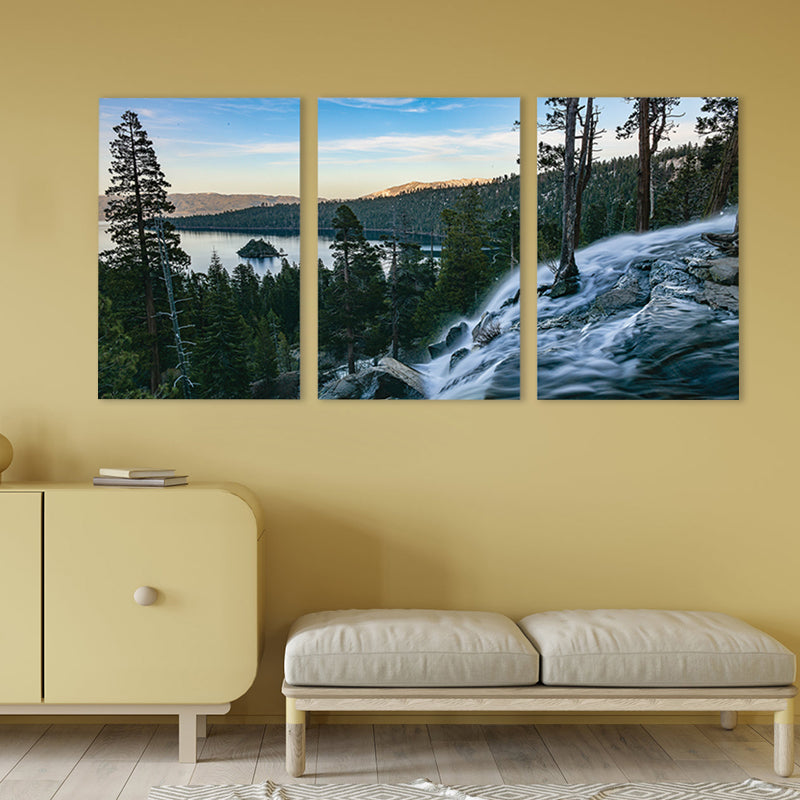 Falls Scenery Art Print Modern Canvas Wall Decor, Multiple Sizes Options, Set of Three