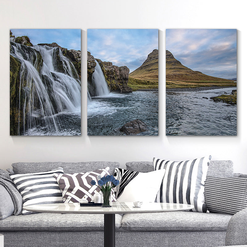 Falls Scenery Art Print Modern Canvas Wall Decor, Multiple Sizes Options, Set of Three