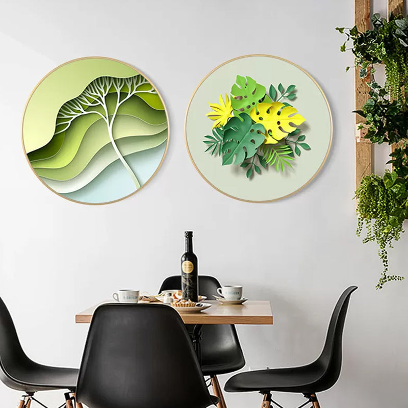 Leaves Wall Art Decor Modern Canvas Textured Painting in Light Color, Multiple Sizes