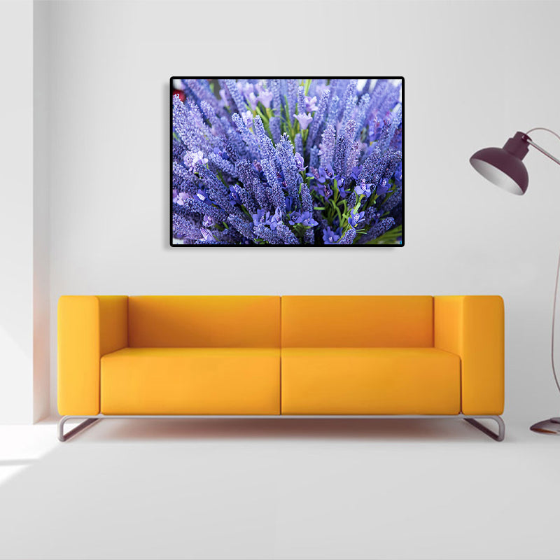 Contemporary Photo Lavender Wall Art Canvas Textured Pastel Wall Decor for Bedroom