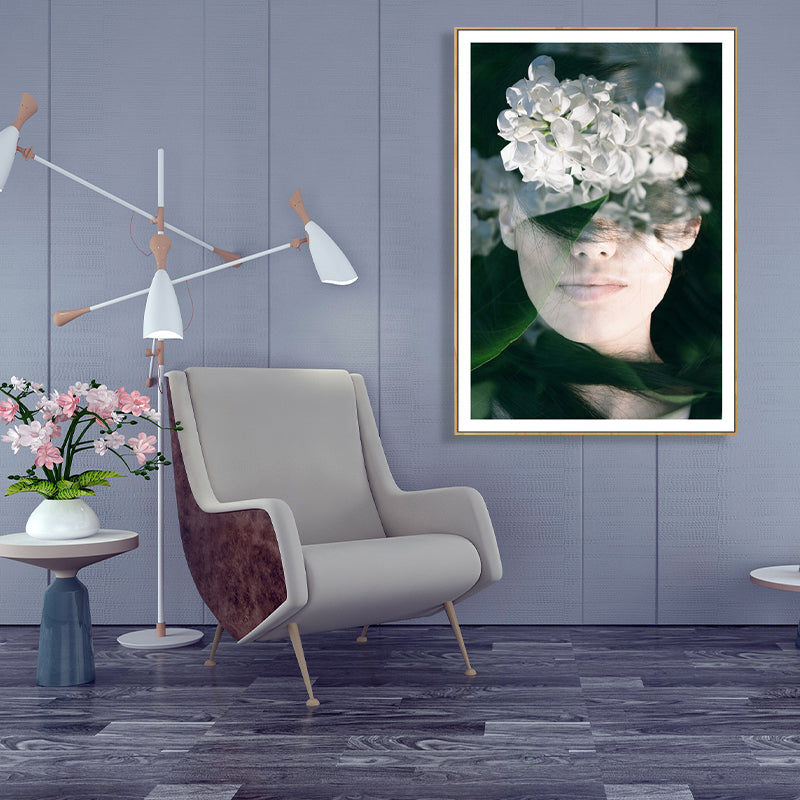 Photography Canvas Contemporary Wall Art Print Stylish Maiden in Green, Multiple Sizes