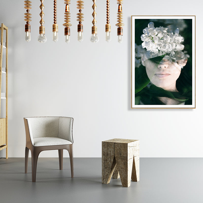 Photography Canvas Contemporary Wall Art Print Stylish Maiden in Green, Multiple Sizes