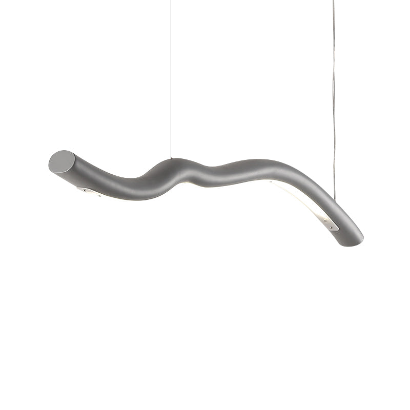 Luz de colgante colgante curvado lineal Luz de colgante LED integrado en gris/blanco para el comedor