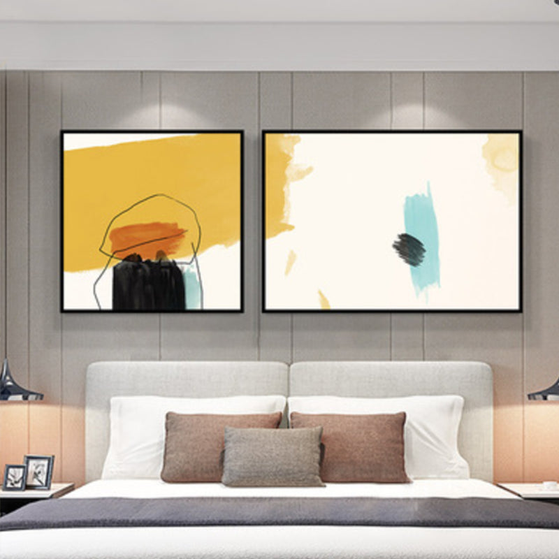 Abstract Painting Canvas Print Multi-Piece Modern Bedroom Wall Art in Soft Color