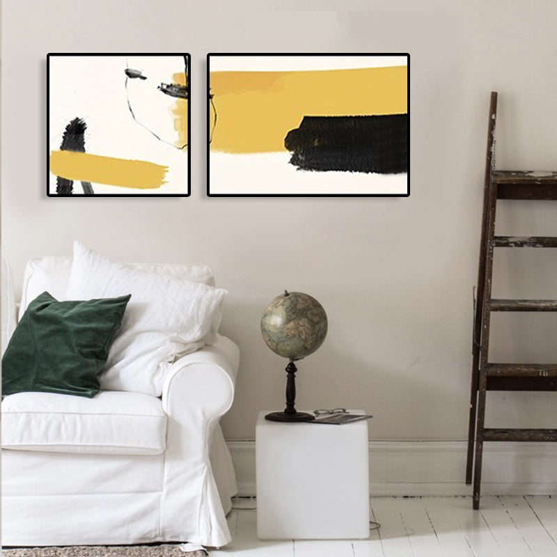 Abstract Painting Canvas Print Multi-Piece Modern Bedroom Wall Art in Soft Color