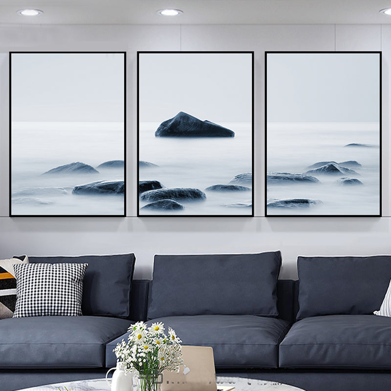 Foggy Nature Scenery Wall Art Print Dark Color Contemporary Canvas for Family Room