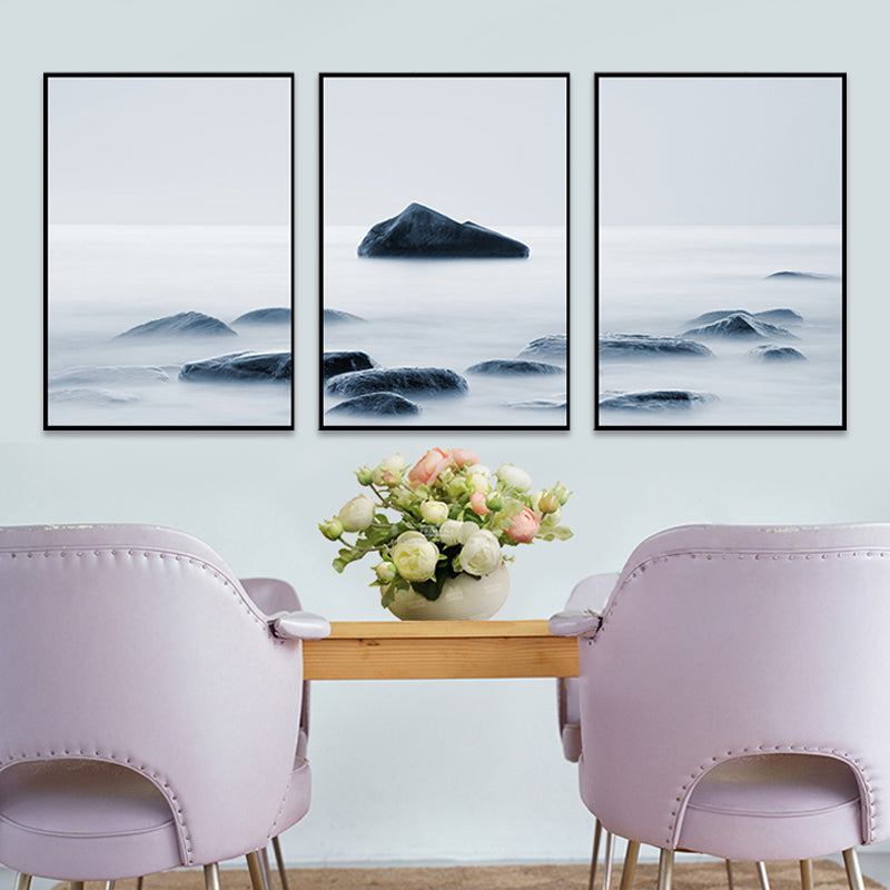 Foggy Nature Scenery Wall Art Print Dark Color Contemporary Canvas for Family Room