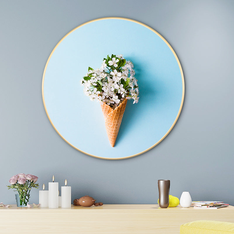 Blue Nordic Style Painting Botanical Canvas for Bathroom, Multiple Sizes Available