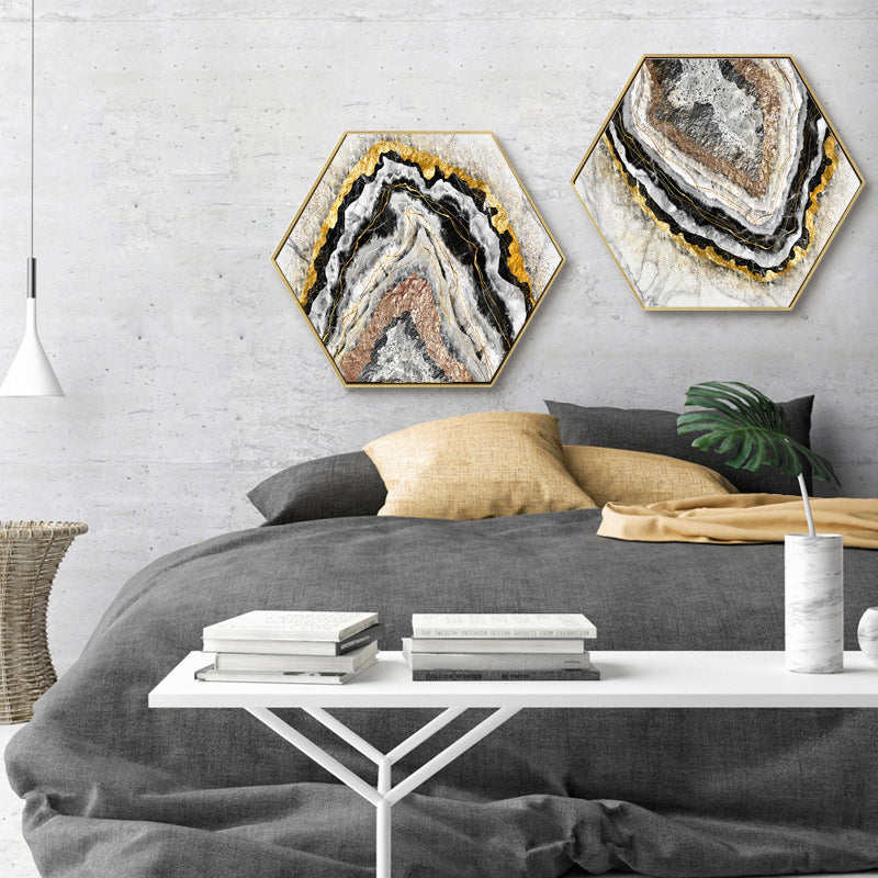 Soft Color Marble Look Canvas Nordic Style Textured Wall Art Decor for Living Room