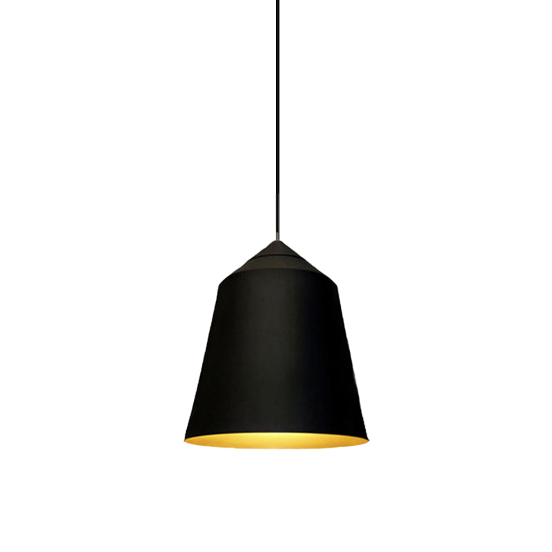 6"/13" Wide Bell Pendant Lighting Modern Metal 1 Light Black/White Hanging Ceiling Light