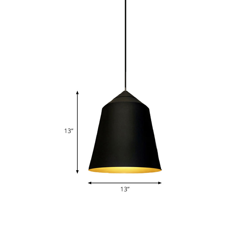 6"/13" Wide Bell Pendant Lighting Modern Metal 1 Light Black/White Hanging Ceiling Light