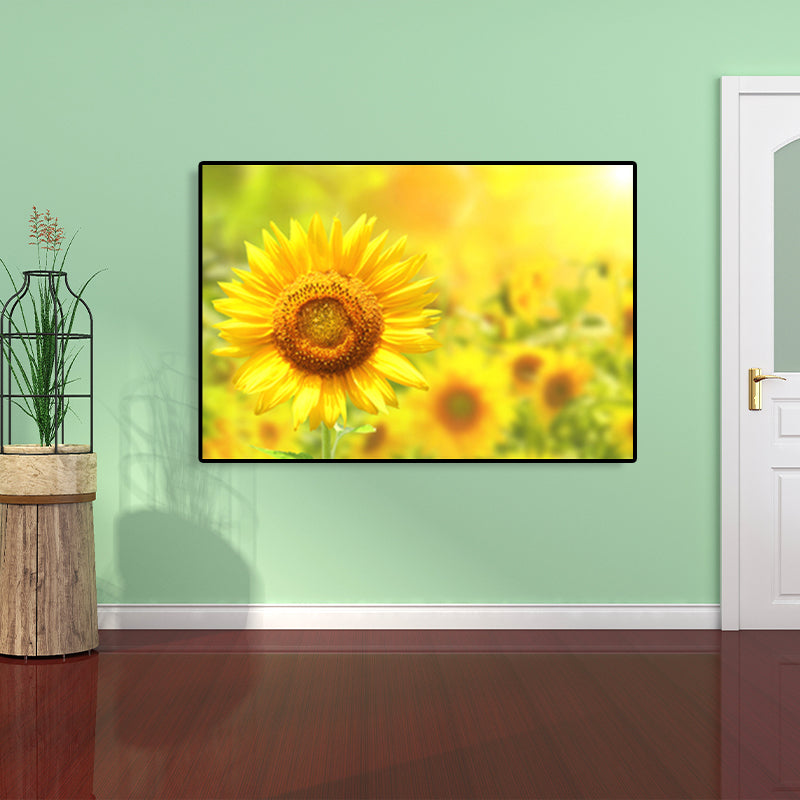 Modern Photographs Sunflower Art Print Bright Textured Wall Decor for Kids Bedroom