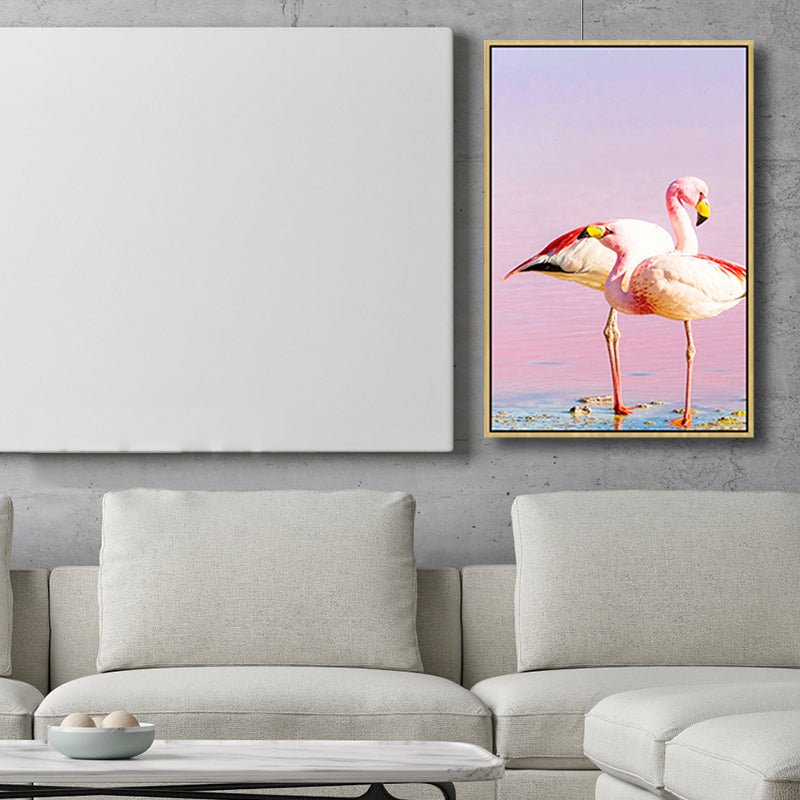 Flamingos Canvas Print Pink Childrens'Art Wall Decor for Dining Room, Multiple Sizes