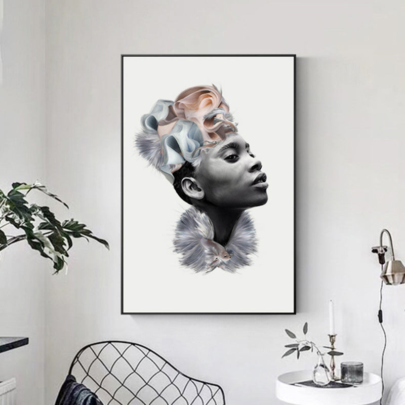 Modern Faddish Figure Canvas Pastel Color Bathroom Wall Art Print, Multiple Sizes
