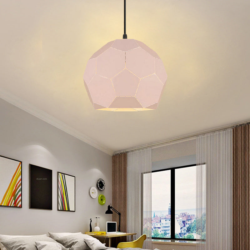 Nordic Style Geometric Hanging Light Fixture Metal Shade Single Pendant Lamp in Black/Green/Pink/Yellow/Nude Pink
