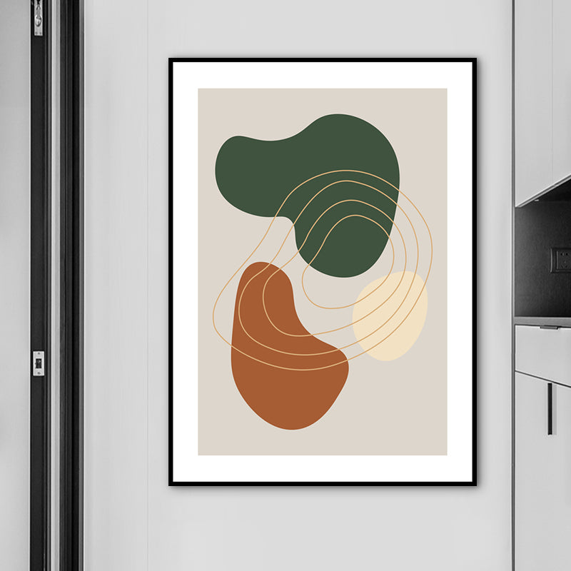 Modern Abstract Wall Art Print Dark Color Pebbles Drawing Canvas for Sitting Room