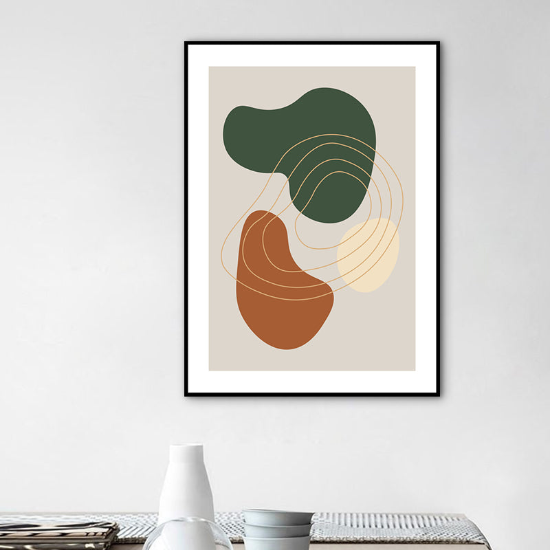 Modern Abstract Wall Art Print Dark Color Pebbles Drawing Canvas for Sitting Room