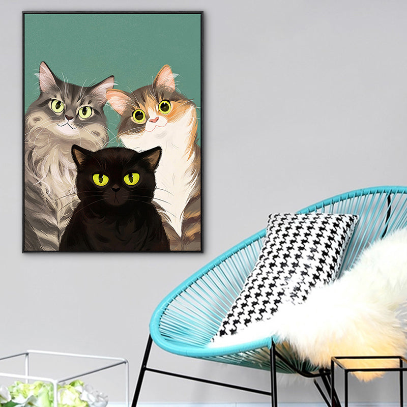 Lovely Pet Drawing Wall Art for Kids Bedroom Animal Print Canvas in Pastel Color