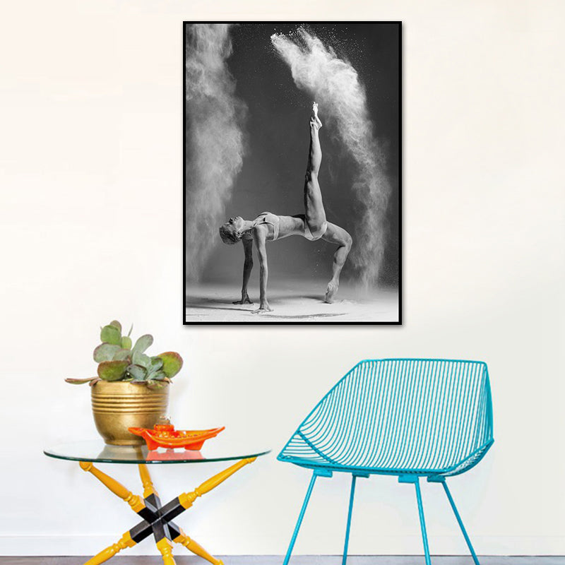 Contemporary Dancer Wall Art Canvas Print Textured Grey Wall Decor for House Interior