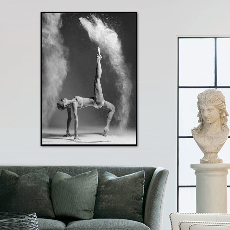 Contemporary Dancer Wall Art Canvas Print Textured Grey Wall Decor for House Interior