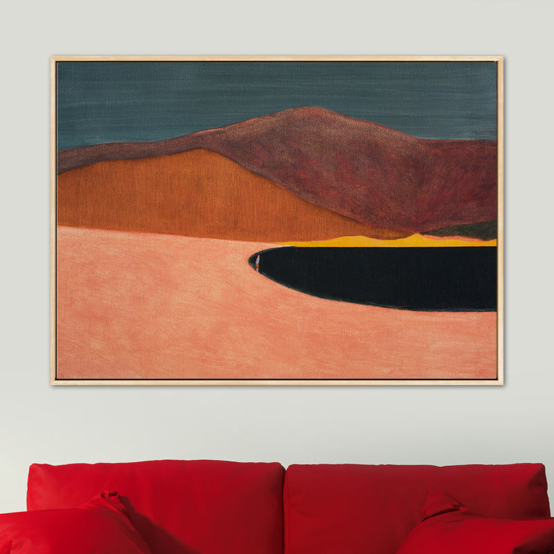 Abstract Mountain Drawing Canvas Print Minimalist Textured Wall Art in Family Room