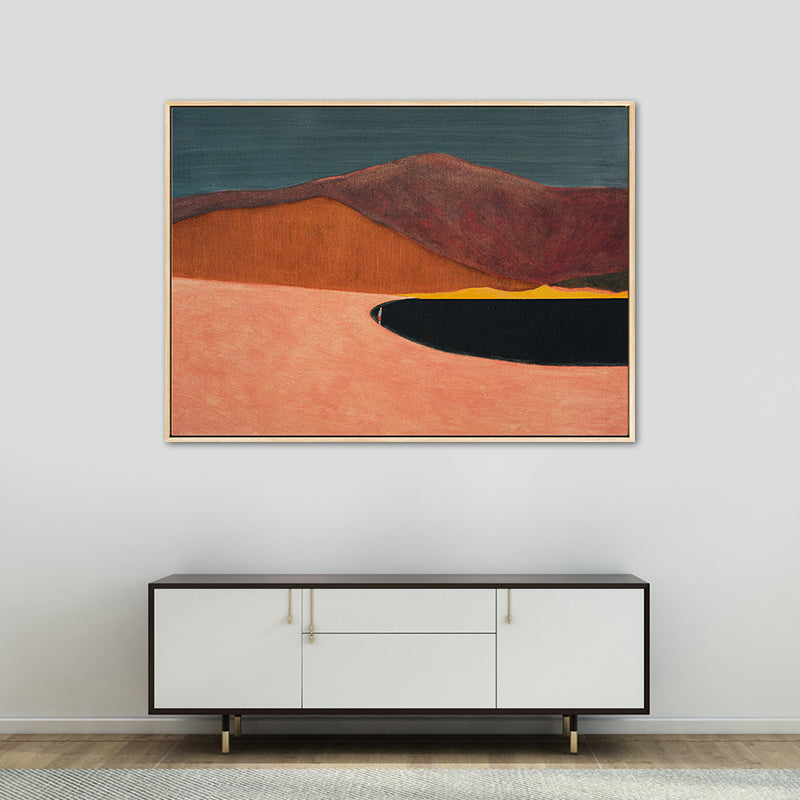 Abstract Mountain Drawing Canvas Print Minimalist Textured Wall Art in Family Room