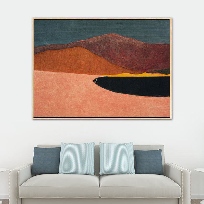 Abstract Mountain Drawing Canvas Print Minimalist Textured Wall Art in Family Room