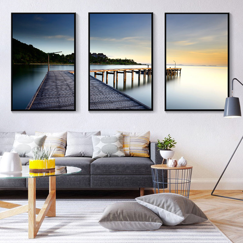 Bridge Scenery Canvas Print Multi-Piece Modern Style for Girls Bedroom Painting, Set of Three