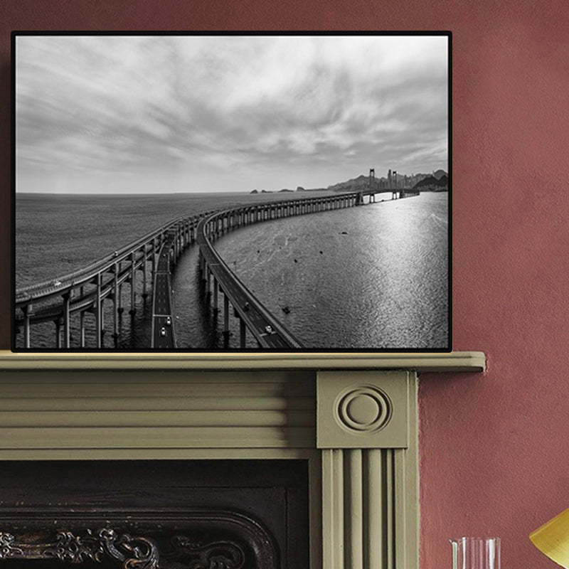 Photograph Road Wall Art Modernism Canvas Print Wall Decor in Dark Color for Bedroom