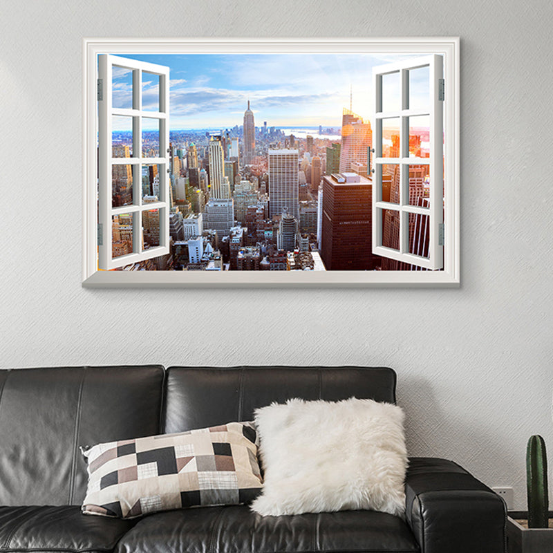 Textured City Scape Wall Decor Contemporary Style Canvas Painting, Multiple Sizes