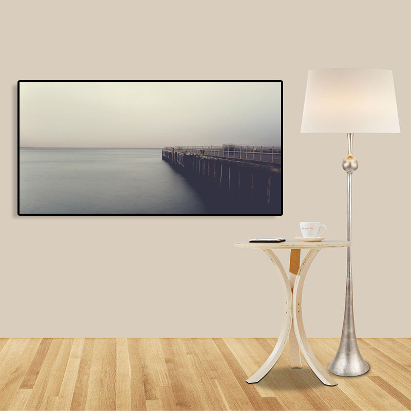 Light Color Seaside View Painting Textured Wall Art Print for Guest Room, Multiple Sizes