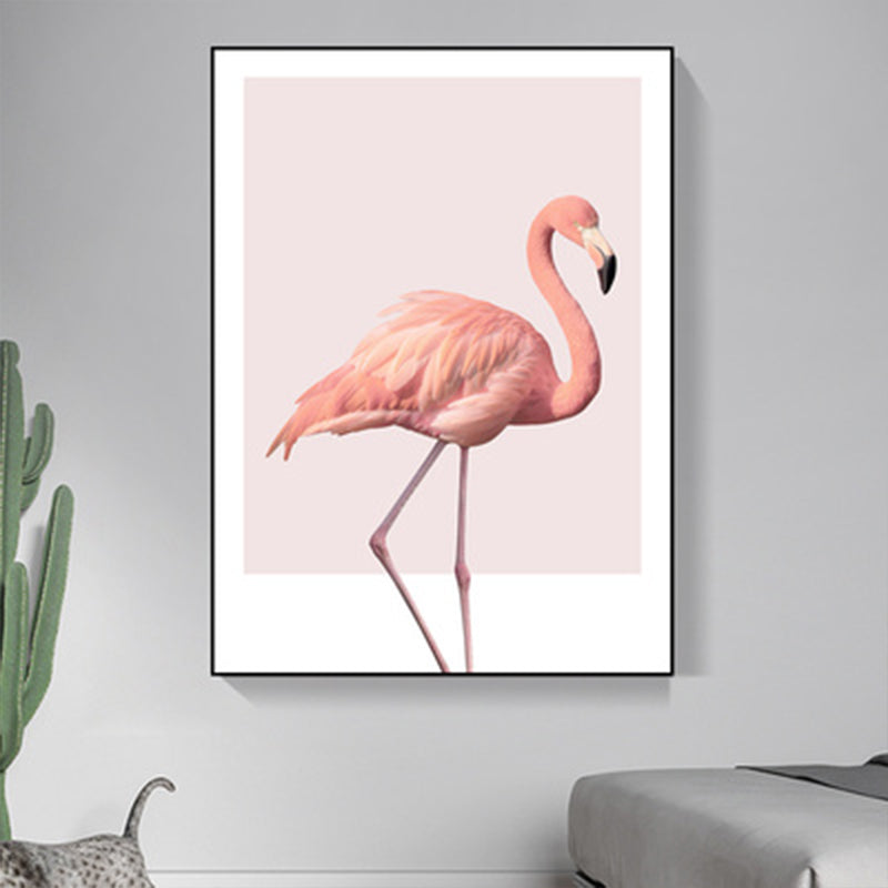 Pink Flamingo Canvas Art Textured Tropical Girls Bedroom Wall Decor, Multiple Sizes